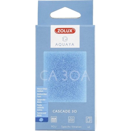 Zolux Filtro per pompa a cascata 30 ca 30 in schiuma blu medio x2.