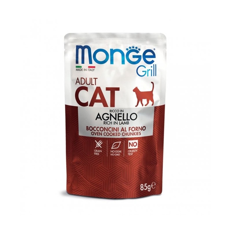 Monge gatto grill adult all'agnello da 85 gr in busta