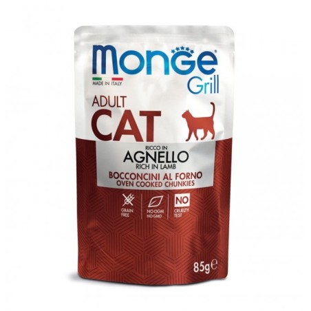 Monge gatto grill adult all'agnello da 85 gr in busta