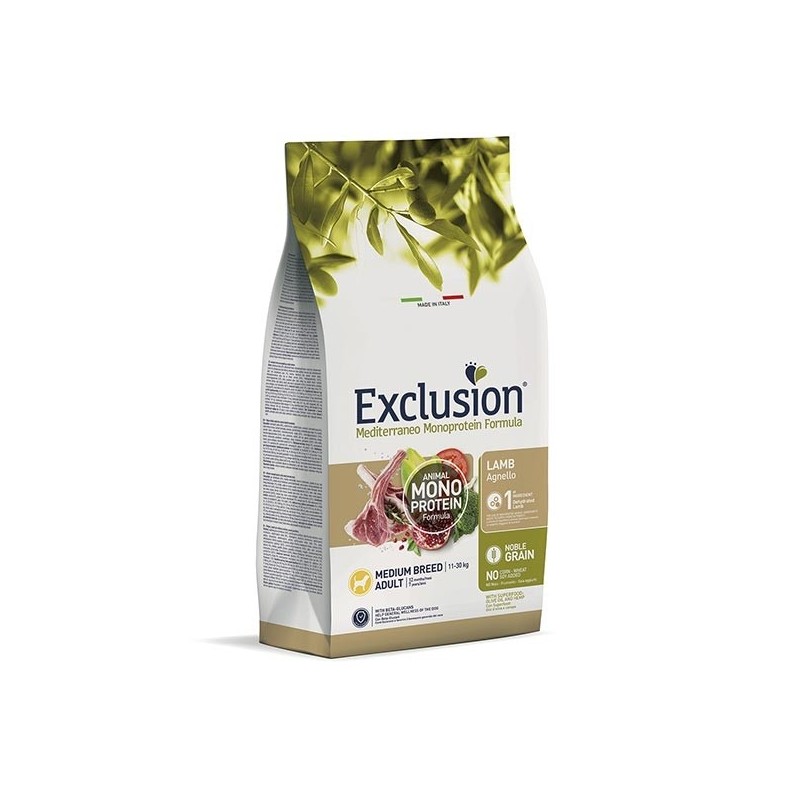 Exclusion Mediterraneo Monoprotein Adult Medium Breed con Agnello  3 kg