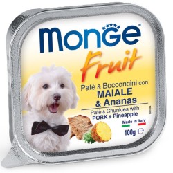 MONGE FRUIT DOG PATÉ E BOCCONCINI CON MAIALE & ANANAS 100 G.