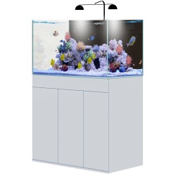 AQPet Kit Acquario Kubic 120 bianco laccato lucido ccon supporto vetro extrachiaro accessoriato di tutta la tecnica