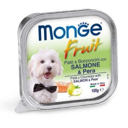 Monge fruit pate' e bocconcini per cani con salmone e pera 100 gr