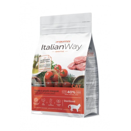 Italian way cat adult sterilized con maiale e piselli integrali 1.5 kg