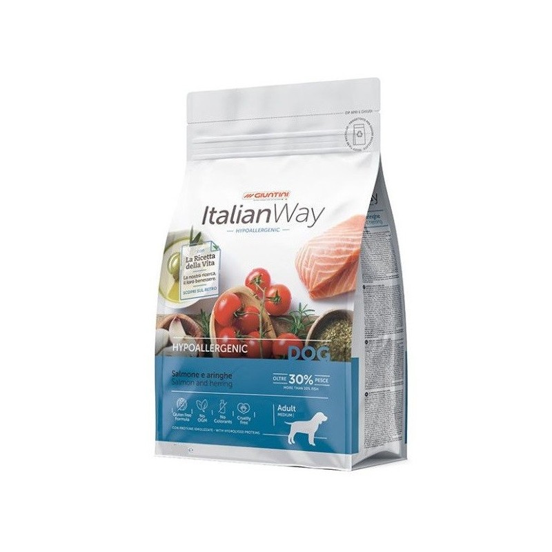 Italian Way Hypoallergenic per Cani Adult Medium/Maxi con Salmone e Aringhe da 3 kg