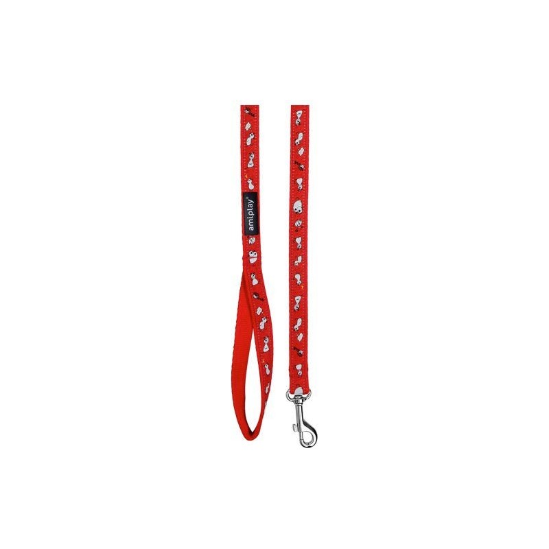 Amiplay Guinzaglio naylon con decorazioni XL 150 cm x 2.5 cm rosso