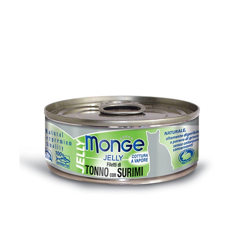 Monge Natural Jelly  cat in scatola filetti di  tonno e surimi in gelatina gr.80