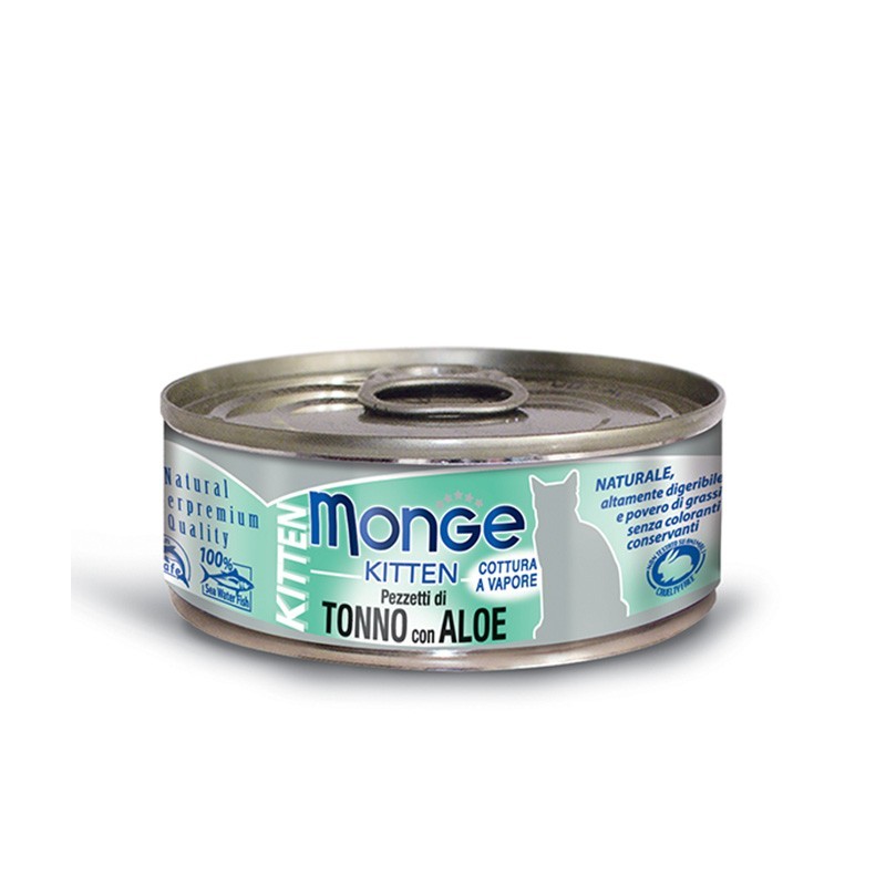 Monge Natural Kitten cat in scatola con pezzetti di tonno e aloe gr.80