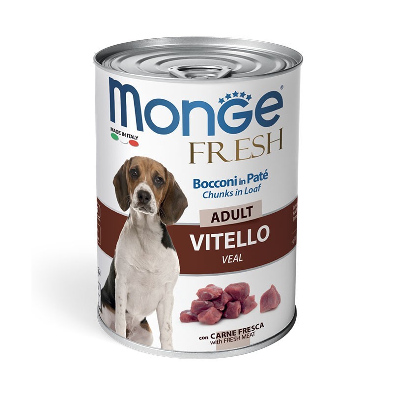 MONGE FRESH BOCCONI IN PATE' ADULT VITELLO 400 GR.